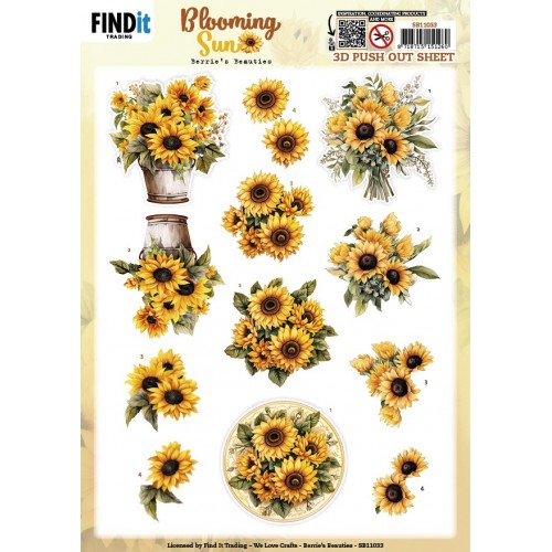 3D Pushout Sheet - Berries Beauties - Blooming sun - Golden Glow
