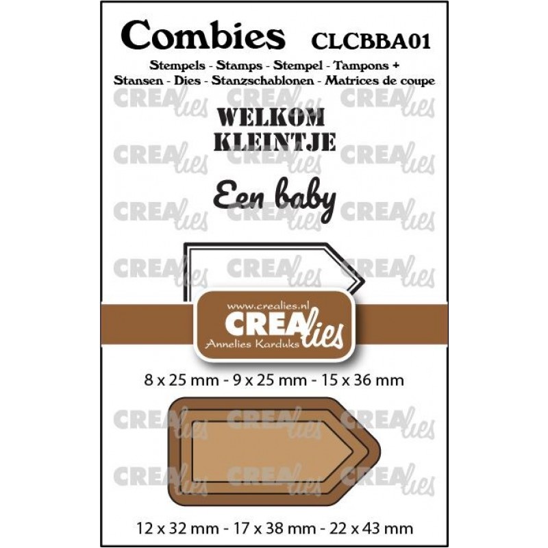 Combies Stempelset Baby 01: 2 teksten + 1 tag/label Combies Stempelset Baby 01: 2 teksten + 1 tag/label