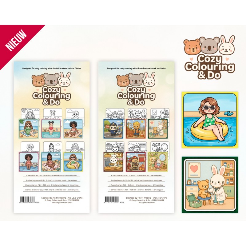 Findit Color - Cozy Colouring Cards Set - Furry Professions