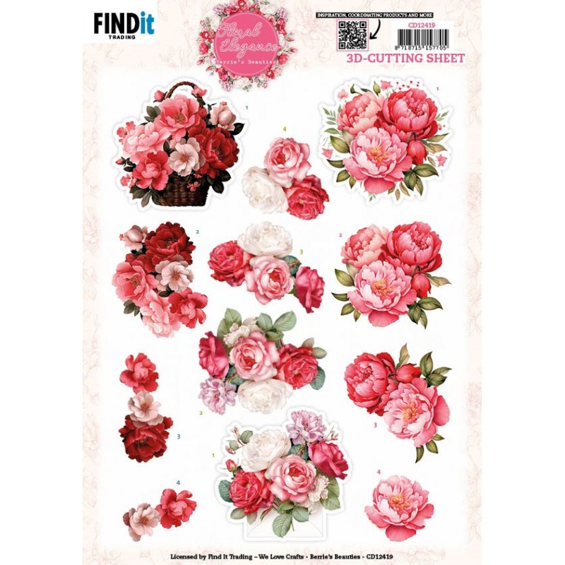 3D Cutting Sheet - Berries Beauties - Floral Elegance - Peony Delight 3D Cutting Sheet - Berries Beauties - Floral Elegance - Peony Delight