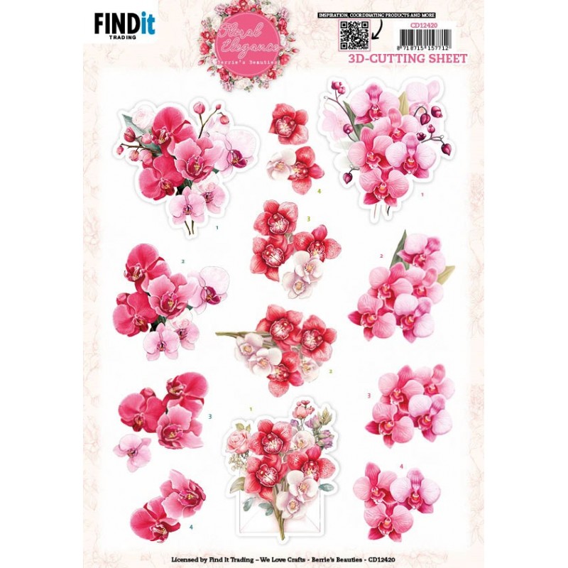 3D Cutting Sheet - Berries Beauties - Floral Elegance - Orchid Grace 3D Cutting Sheet - Berries Beauties - Floral Elegance - Orchid Grace
