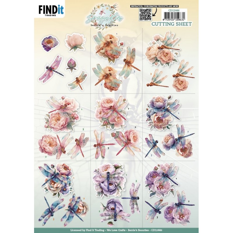 Cutting Sheet - Berries Beauties - Dragonflies - Mini Cutting Sheet - Berries Beauties - Dragonflies - Mini