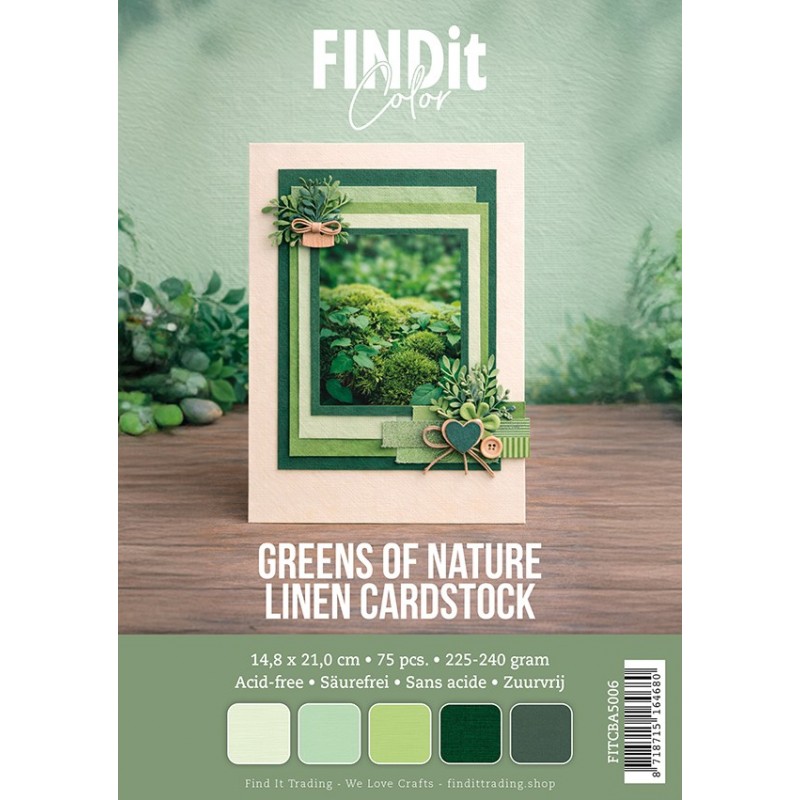 Find It Color - Linen Cardstock Pack A5 - Greens of Nature Pack