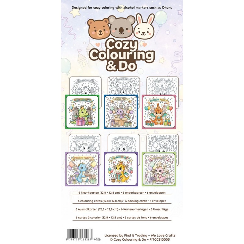 Findit Color - Cozy Colouring Cards Set - Dragon Party Findit Color - Cozy Colouring Cards Set - Dragon Party