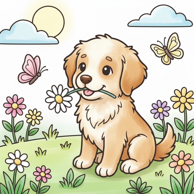 Findit Color - Cozy Colouring Cards Set - Buddy The Puppy - Outside Adventures