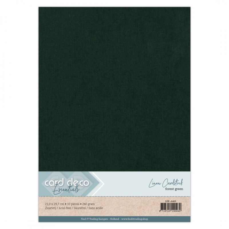 Linen Cardstock - A4 - Forest Green