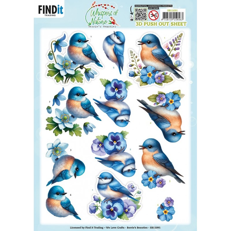 3D Pushout Sheet - Berries Beauties - Whispers of Nature - Blue